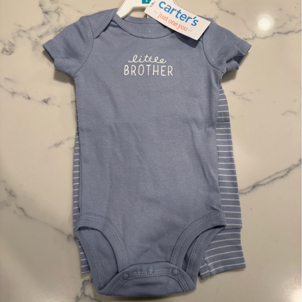 Brother Kids Matching Sets Blue "Little Brother" Bodysuit Set-no tags, used 3xs